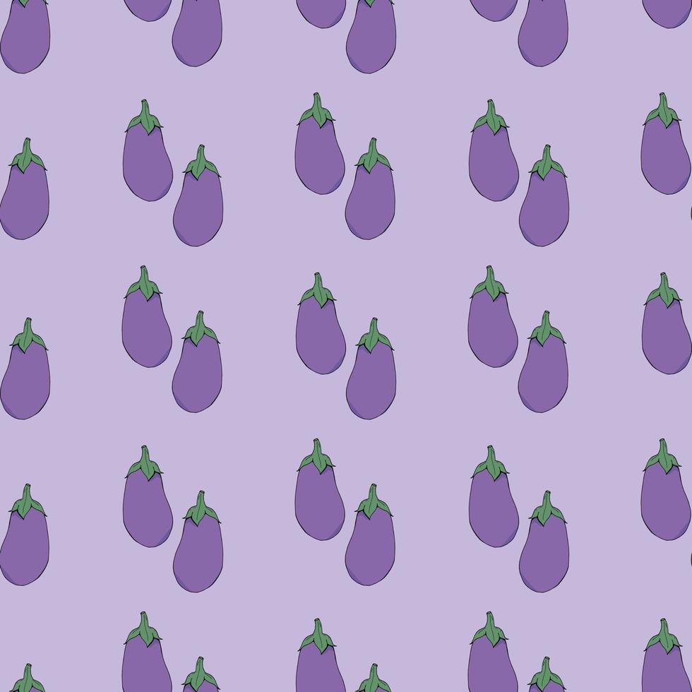 Seamless pattern with eggplant on light violet background for fabric, textile, clothes, tablecloth and other things. Vector image.