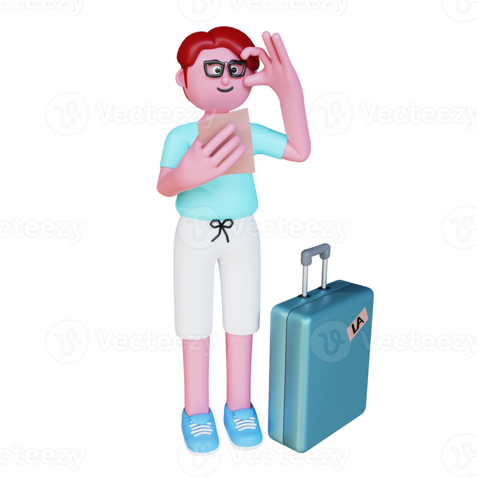 3d person with suitcase png