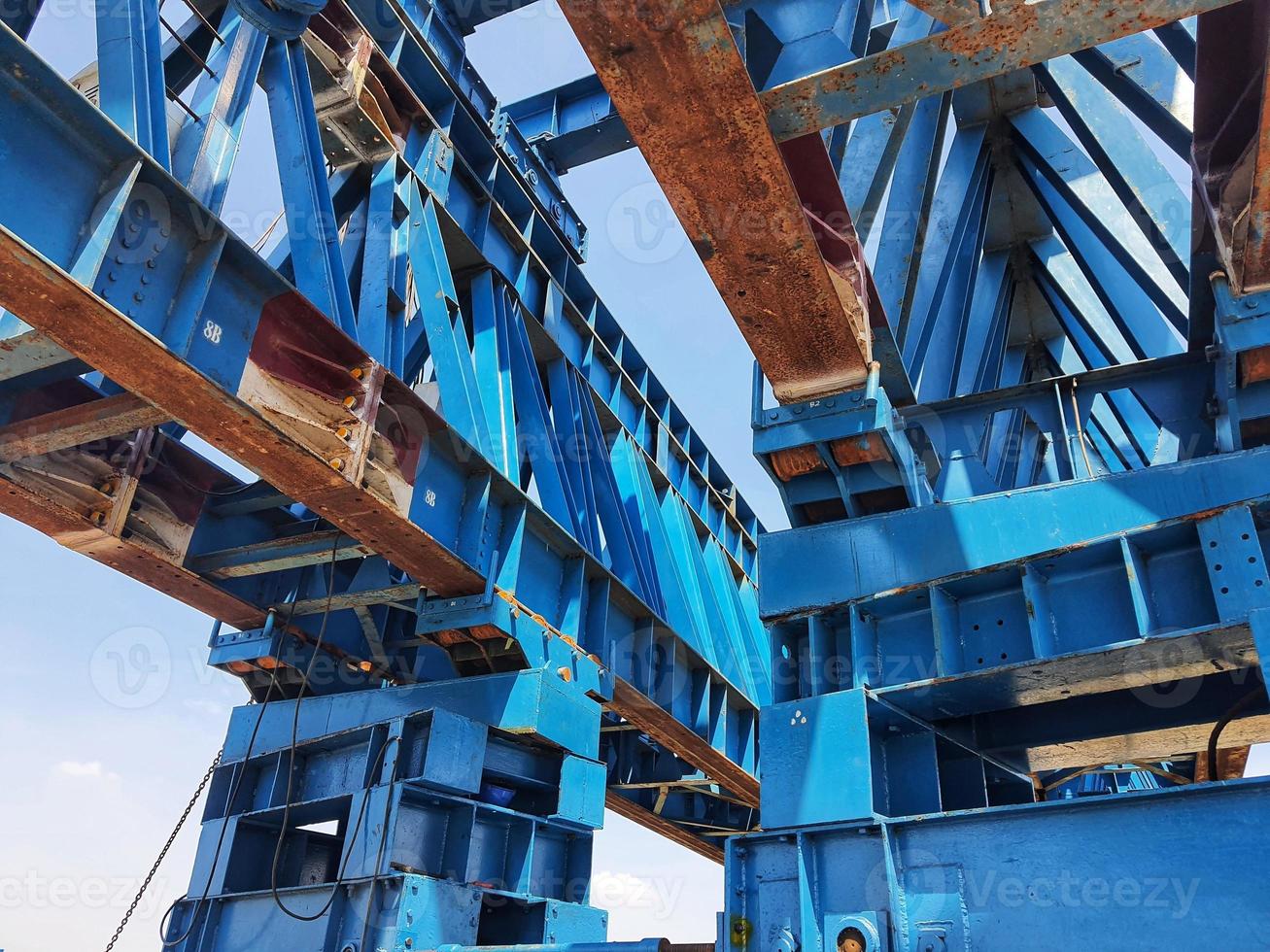 This is the steel structure of a launcher gantry that will be used for erection precast concrete I Girder. photo