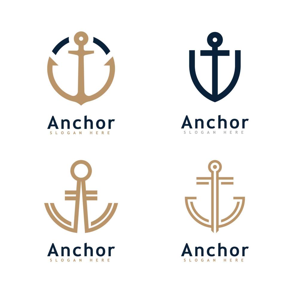 Anchor logo icon design template vector