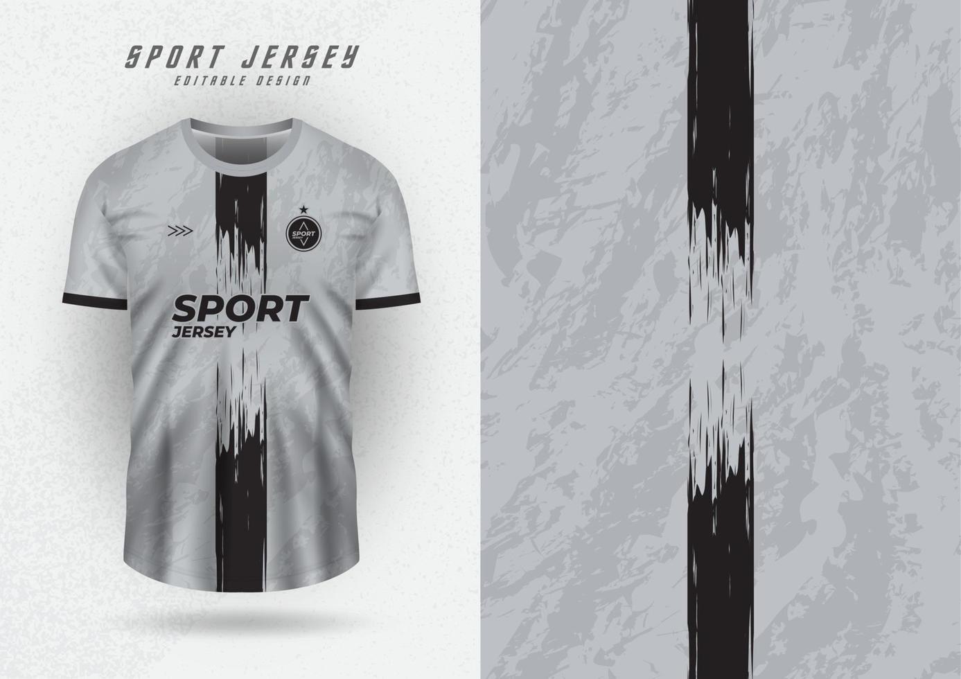 camiseta deportiva, camiseta, camiseta para correr, gris con patrón de rayas centrales negras. vector