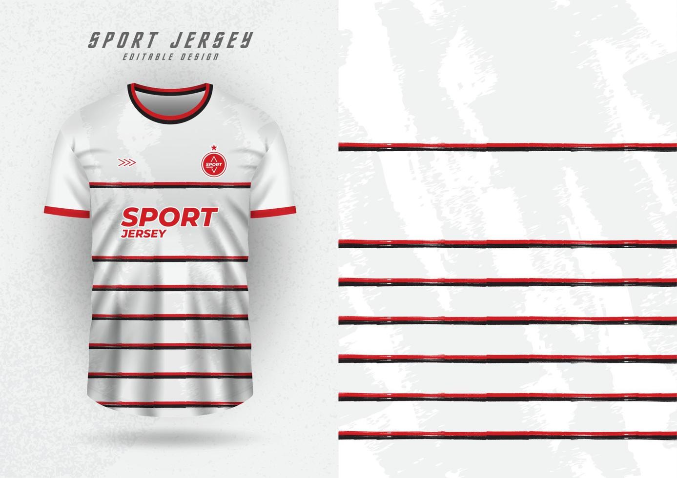 camiseta deportiva, camiseta, camiseta para correr, blanca con patrón de rayas rojas y negras. vector