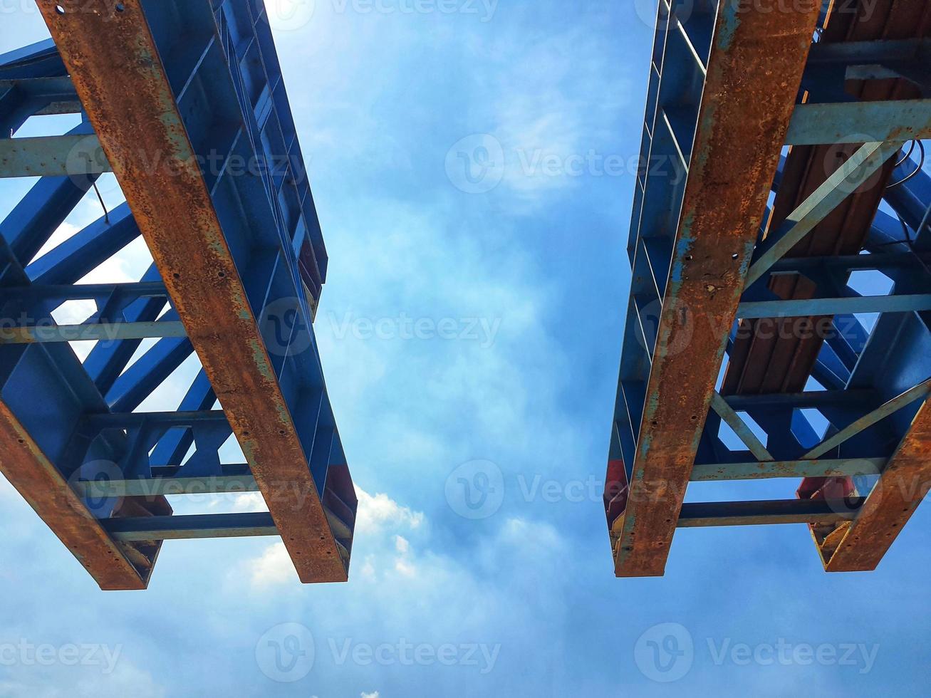 This is the steel structure of a launcher gantry that will be used for erection precast concrete I Girder. photo