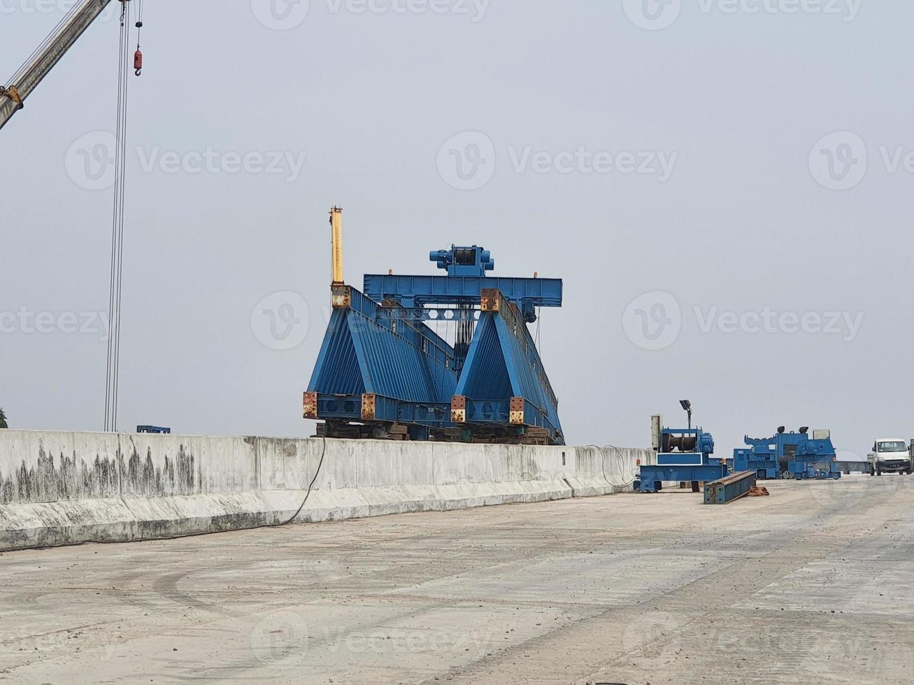 This is the steel structure of a launcher gantry that will be used for erection precast concrete I Girder. photo