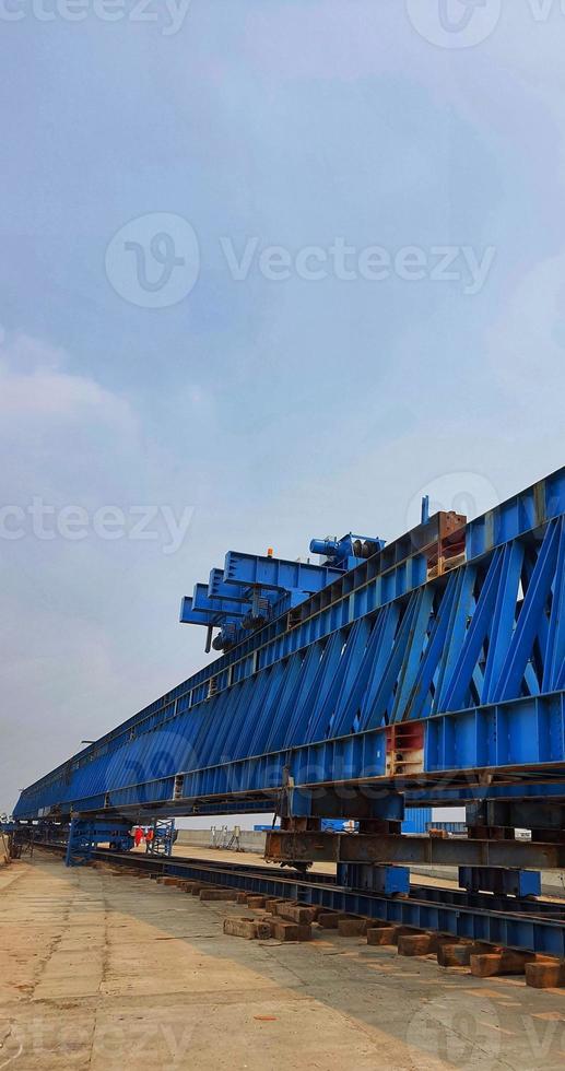 This is the steel structure of a launcher gantry that will be used for erection precast concrete I Girder. photo