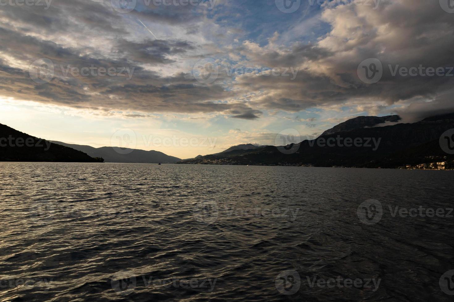 Dawn over the Bay of Kotor, Adriatic Sea, Montenegro photo