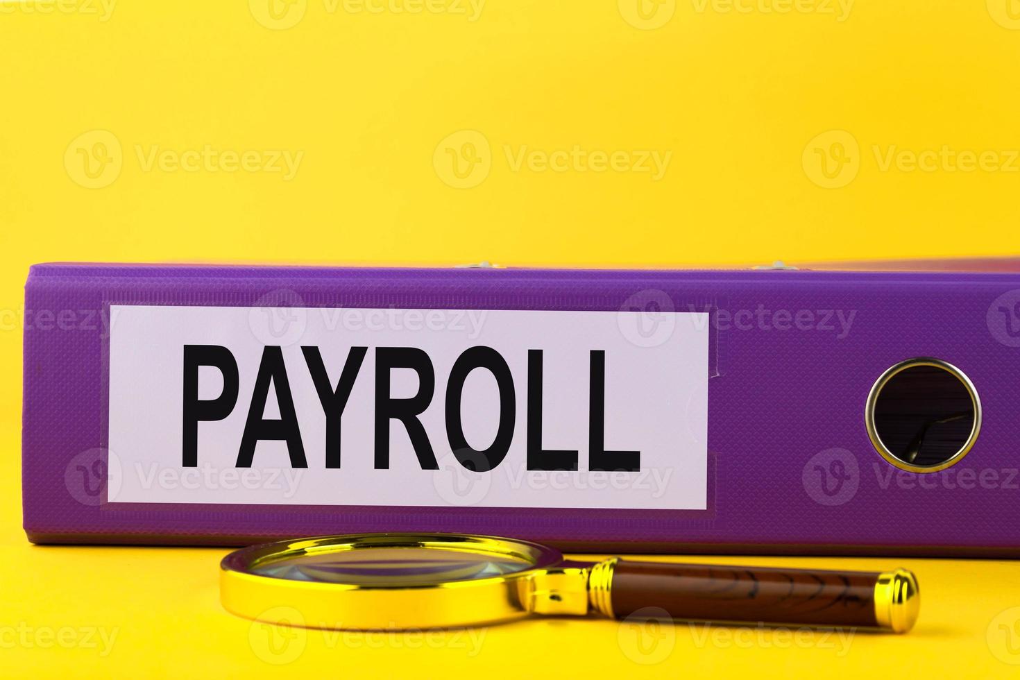 Text, word Payroll, Salaries, is written on a folder lying on documents on an office desk. Business concept. photo