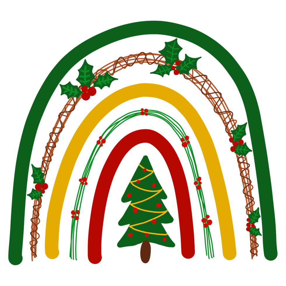 mignon arc-en-ciel de Noël png