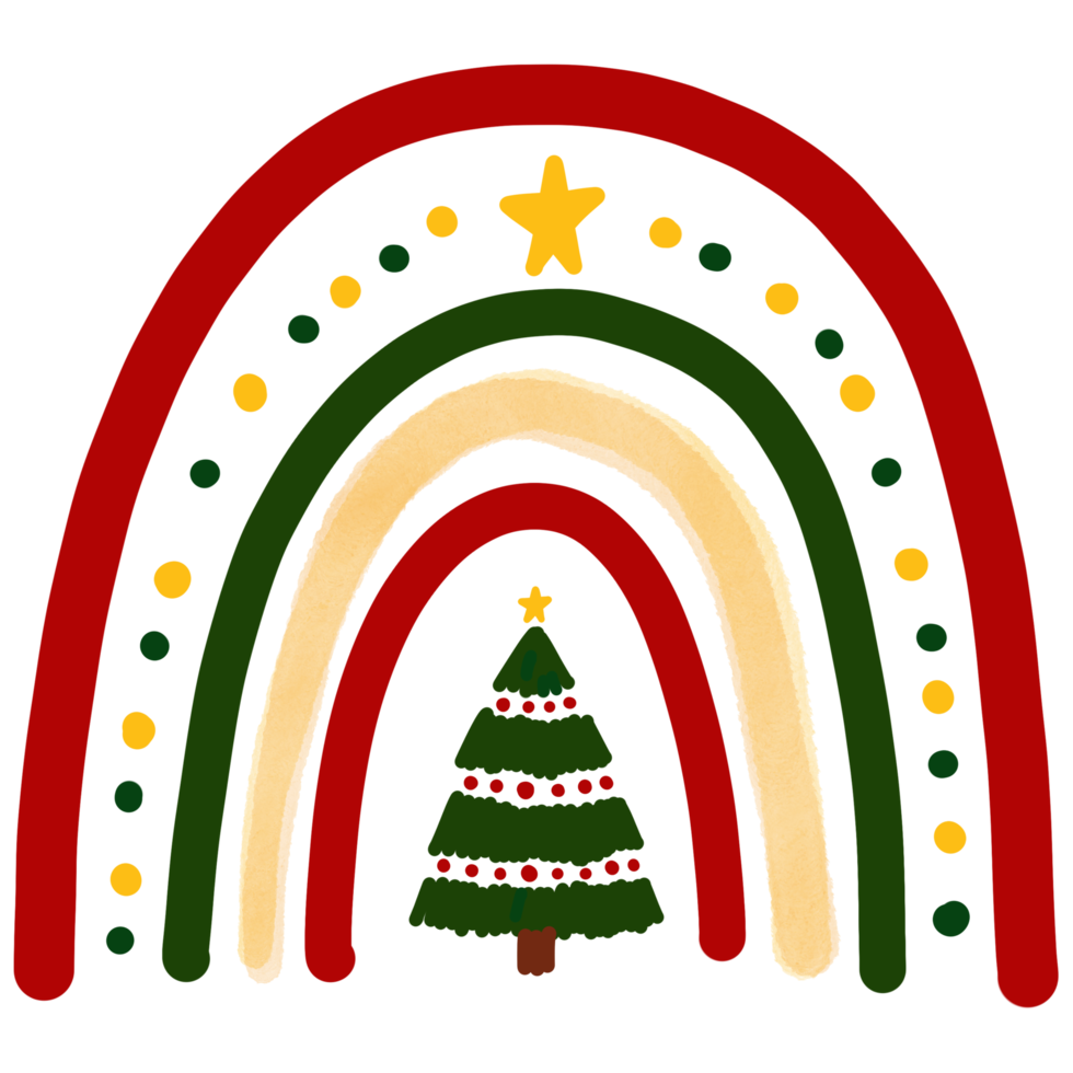 mignon arc-en-ciel de Noël png