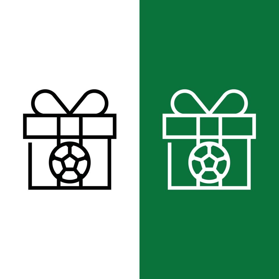 estilo de esquema de icono de vector de caja de regalo de fútbol o fútbol