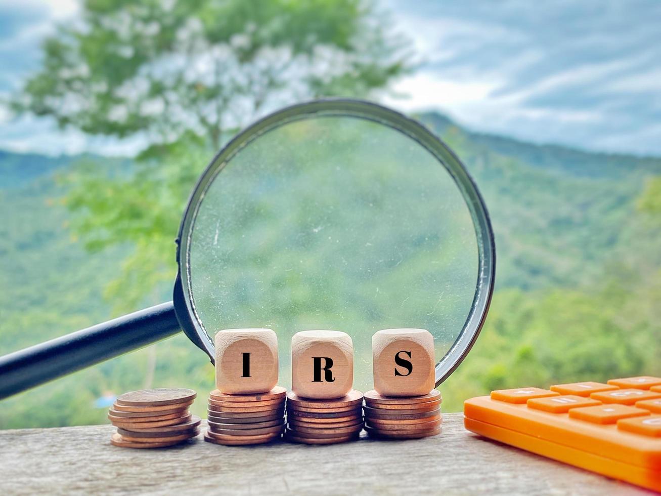 Tax-filling concept - IRS image background. Front view. Stock photo. photo