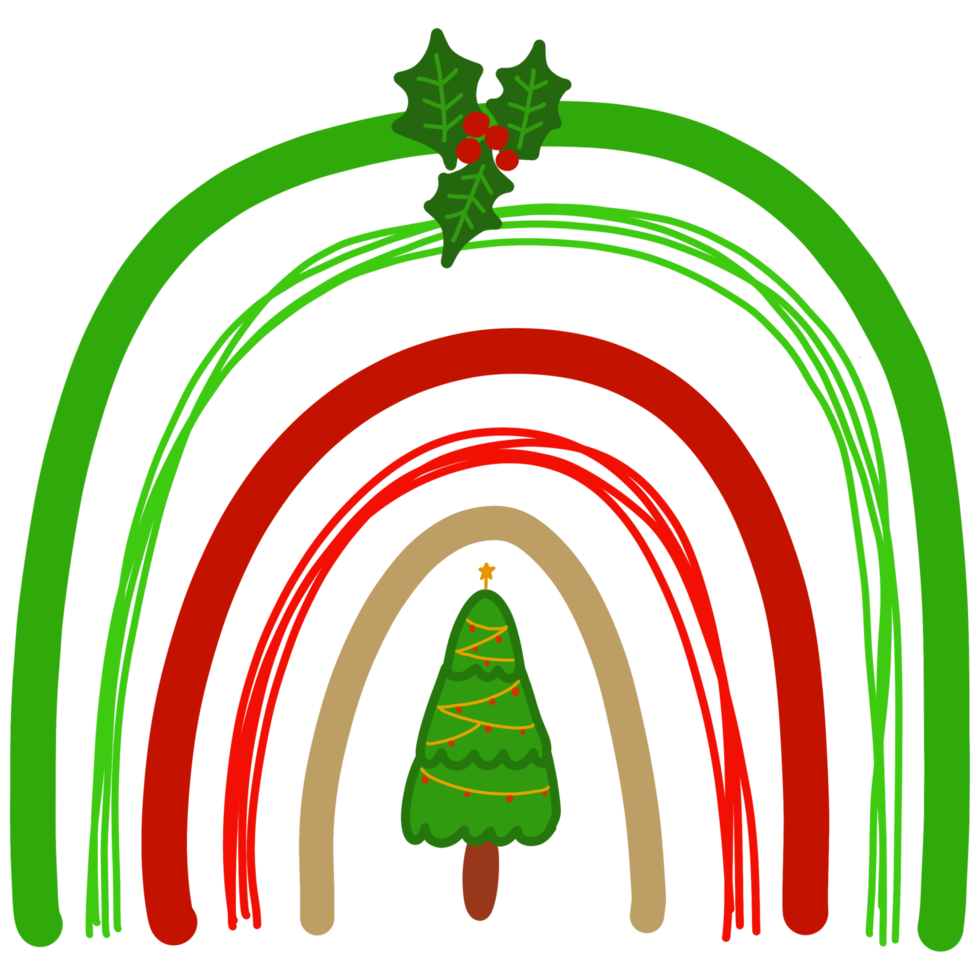 mignon arc-en-ciel de Noël png