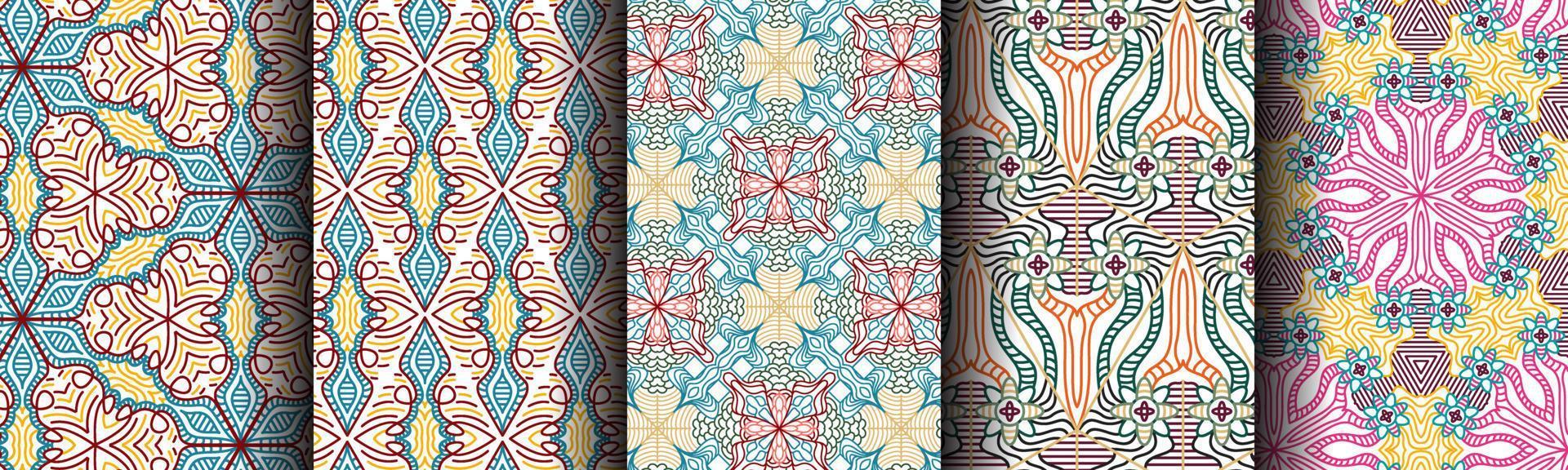 set bundle modern abstract ethnic pattern vector