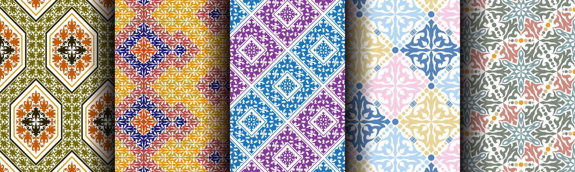 set bundle modern abstract ethnic pattern vector