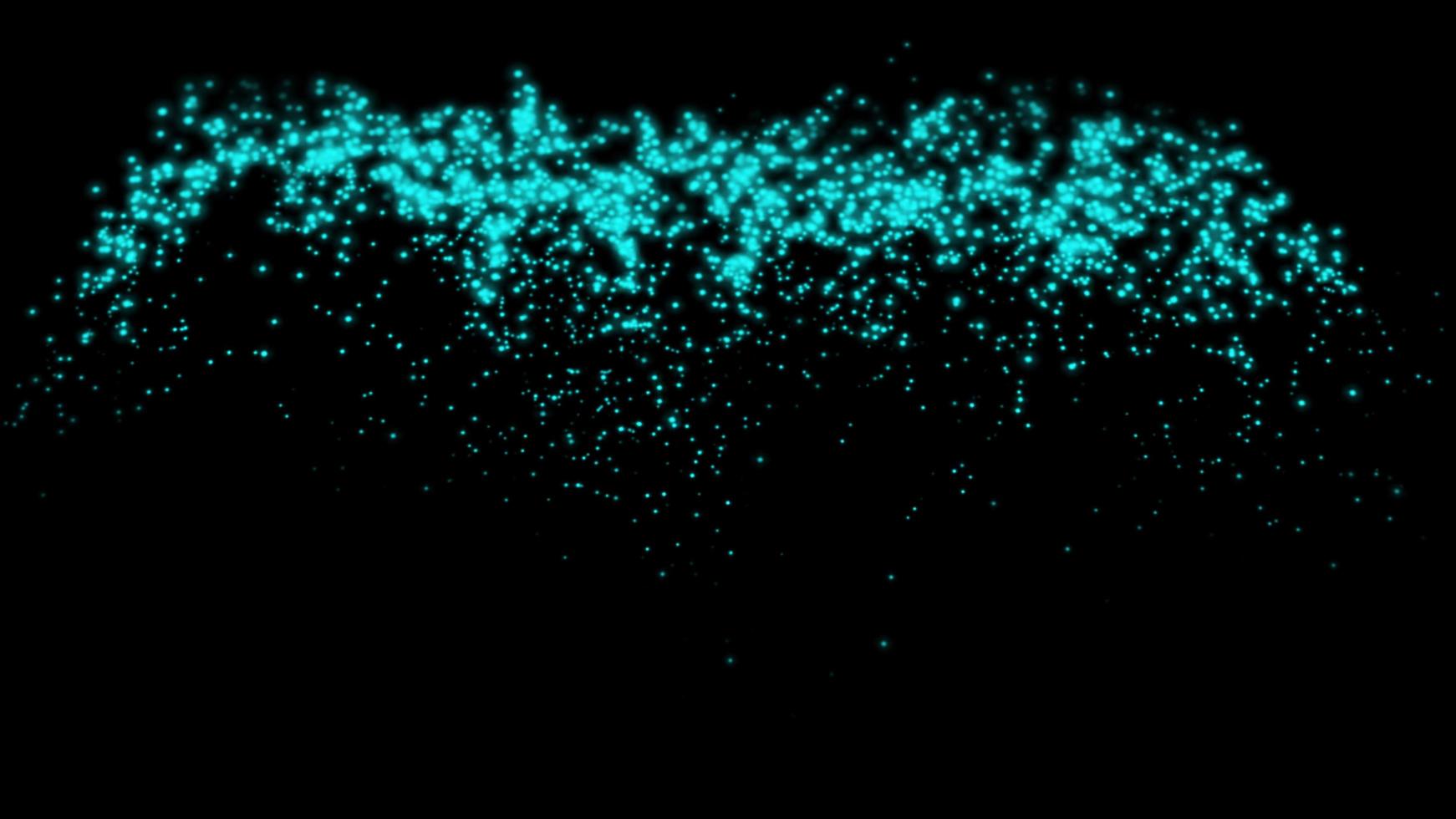Blue particle falling down over black background - computer illustration graphic background concept photo