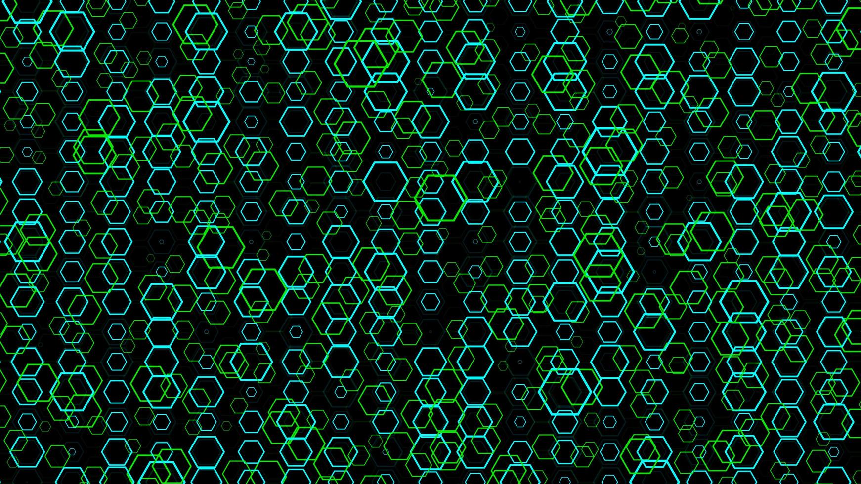 Futuristic green hexagon shape random sizes background - computer illustration graphic science and technology abstract background concept photo