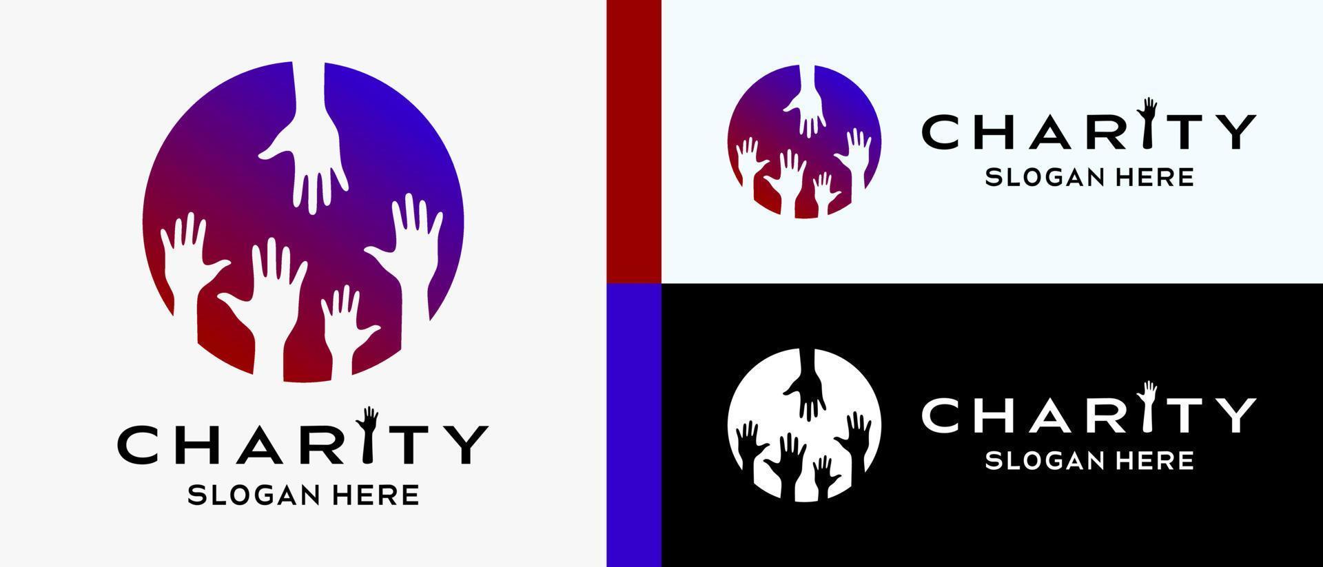 charity logo design template in creative and simple abstract style, hand icon in a circle. premium vector logo illustration