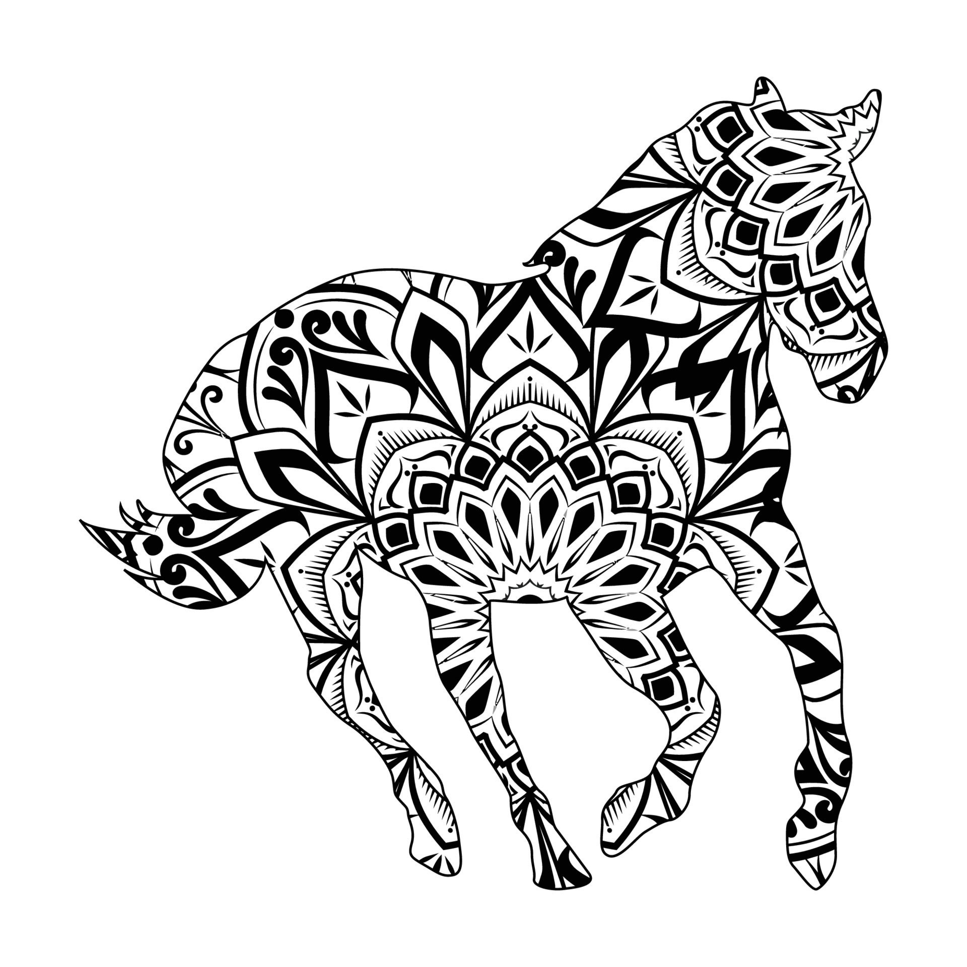 Horse mandala coloring page for kids and adults, animal mandala vector line  art design style illustration. 11026154 Vector Art at Vecteezy