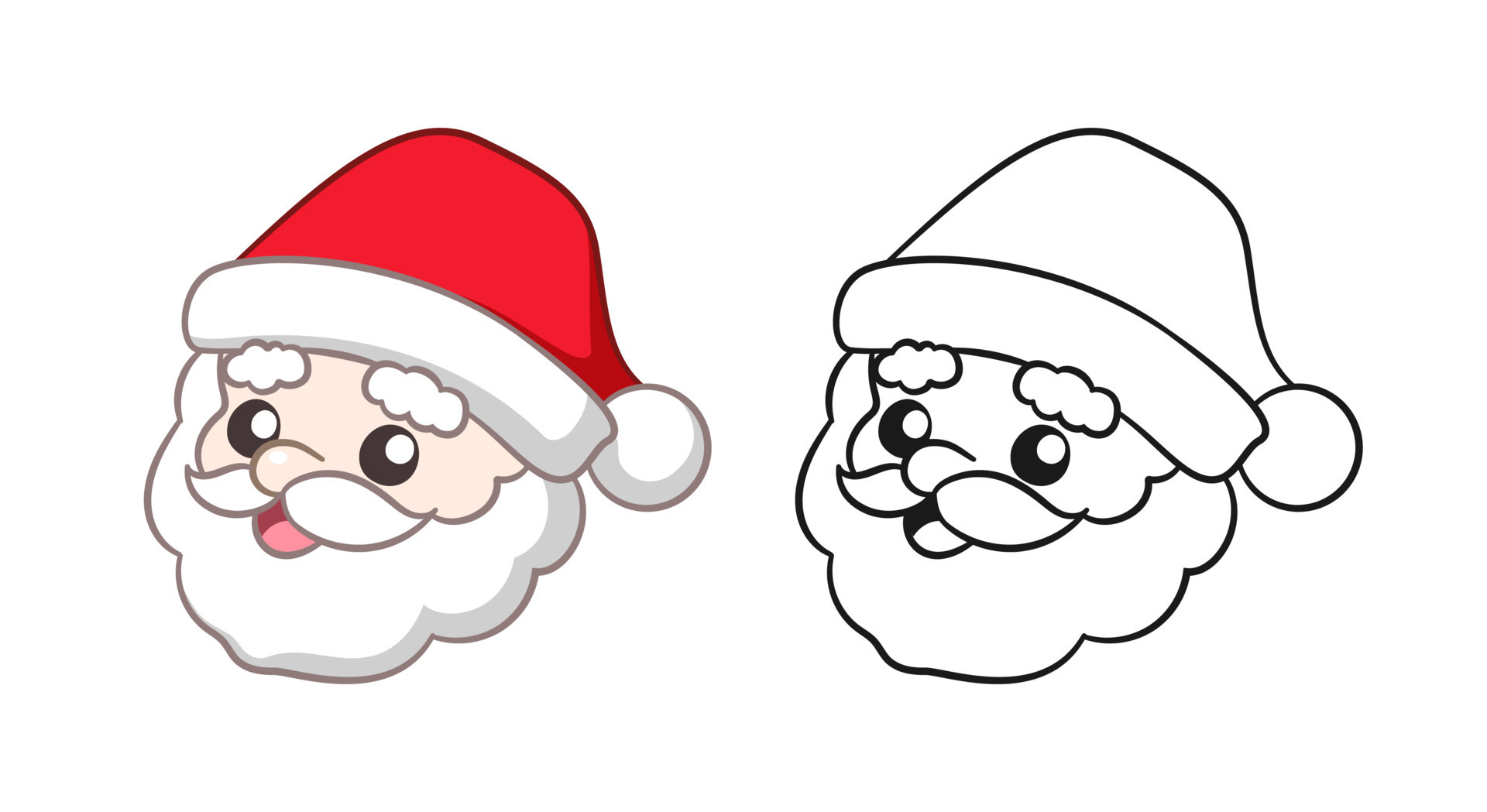 Happy Santa Claus head cartoon illustration Side View Colored and