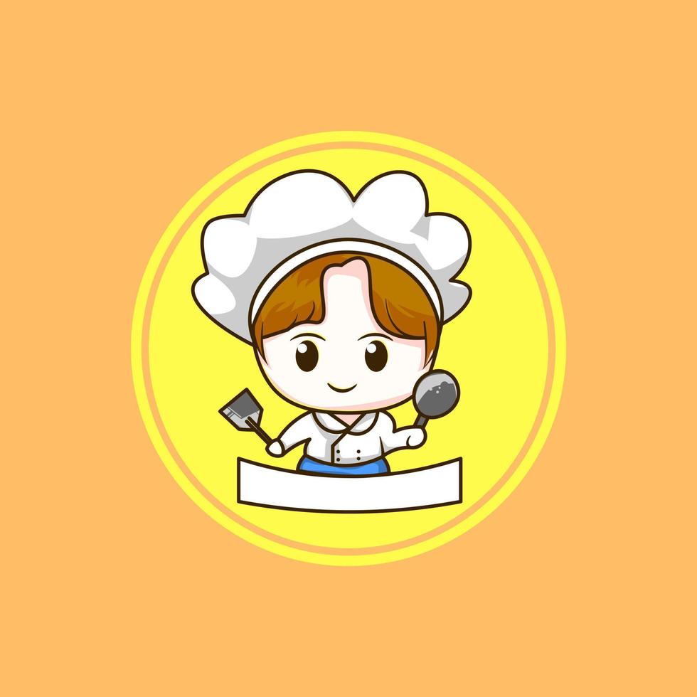 Cute mom cartoon cook in the kitchen Royalty Free Vector