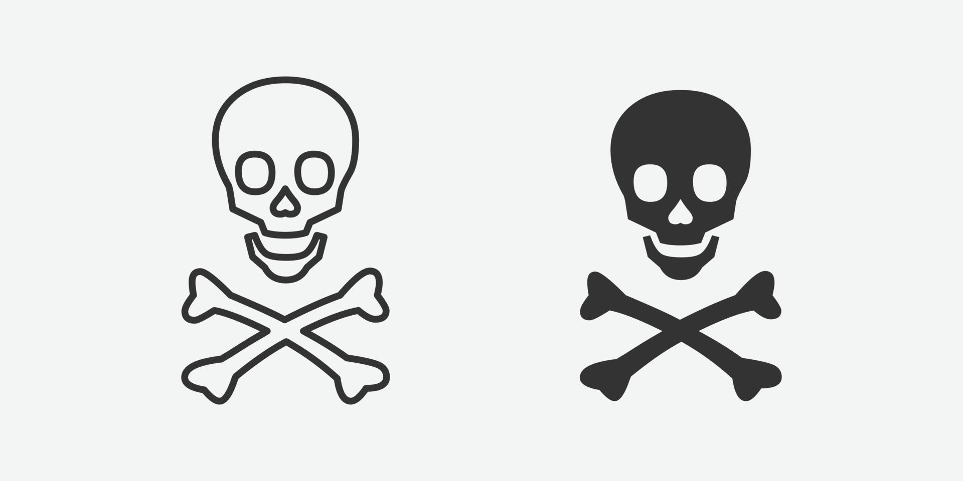 Crossbones, death skull vector icon. Danger, poison symbol flat vector icon for apps and websites.