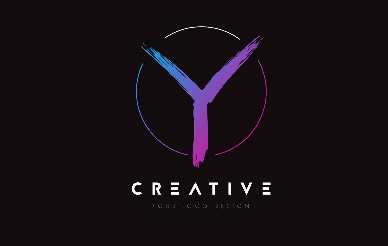 Creative Colorful Y Brush Letter Logo Design. Artistic Handwritten Letters Logo Concept. vector