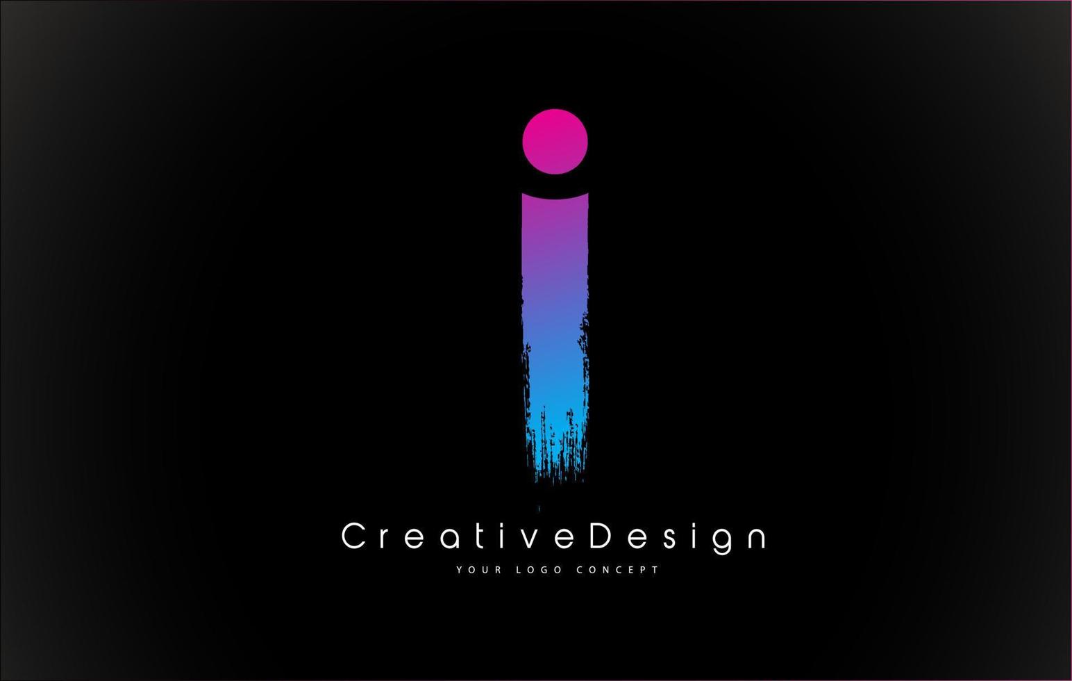 diseño de logotipo de letra i con trazo de pincel púrpura rosa creativo. vector