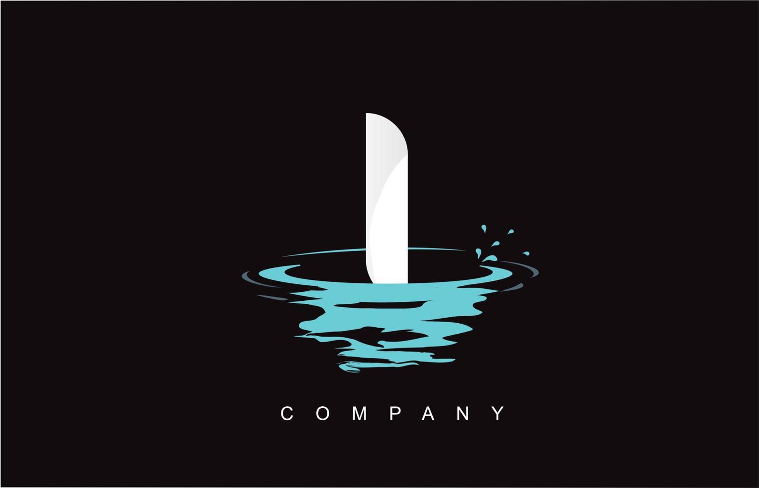 I Letter Logo Design with Water Splash Ripples Drops Reflection vector