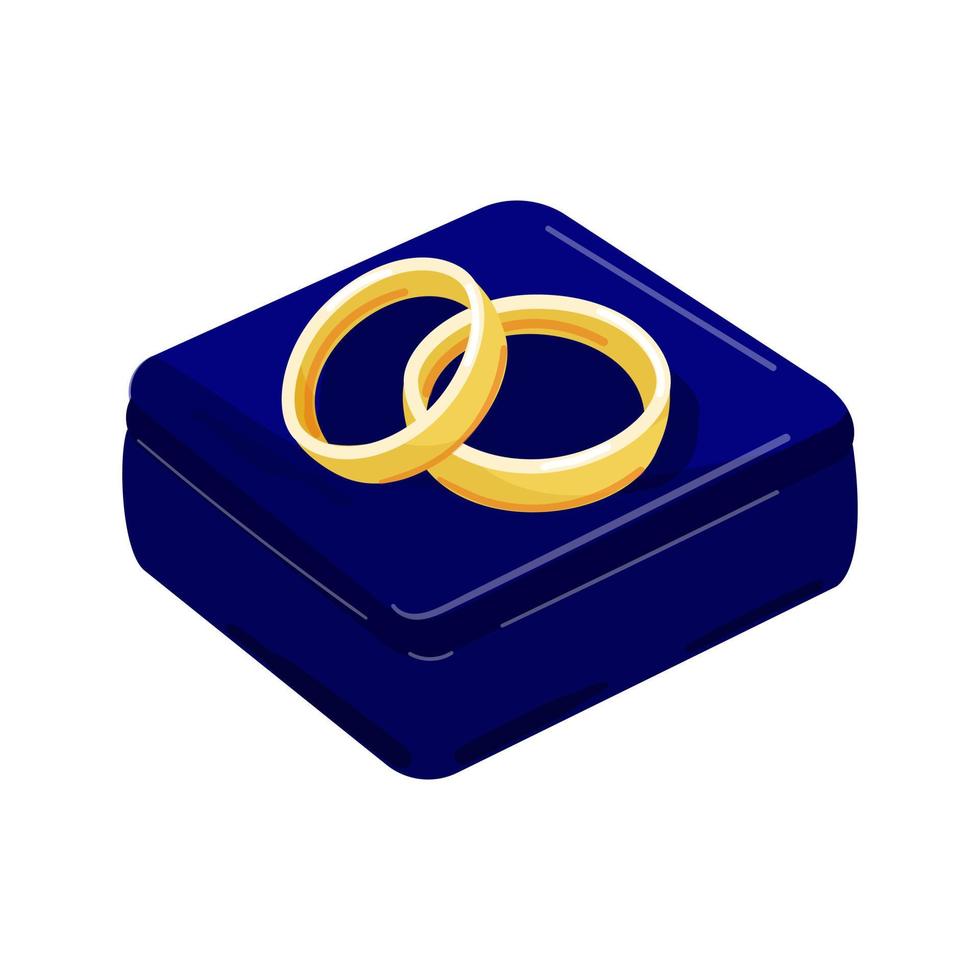 anillos de boda de oro. vector aislado sobre fondo blanco. estilo de dibujos animados un símbolo de matrimonio, compromiso.