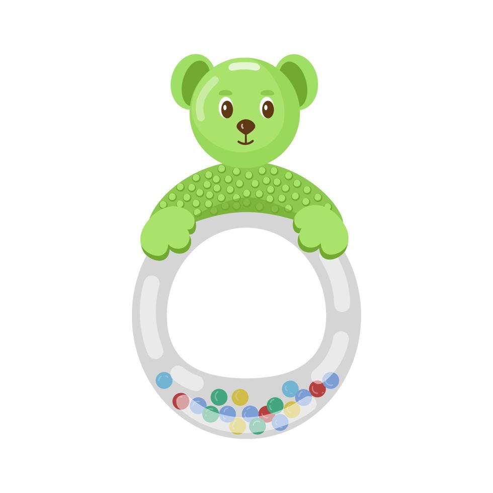 Rattle bear. Baby child toy. Vector Isolated on a white background. Cartoon style.