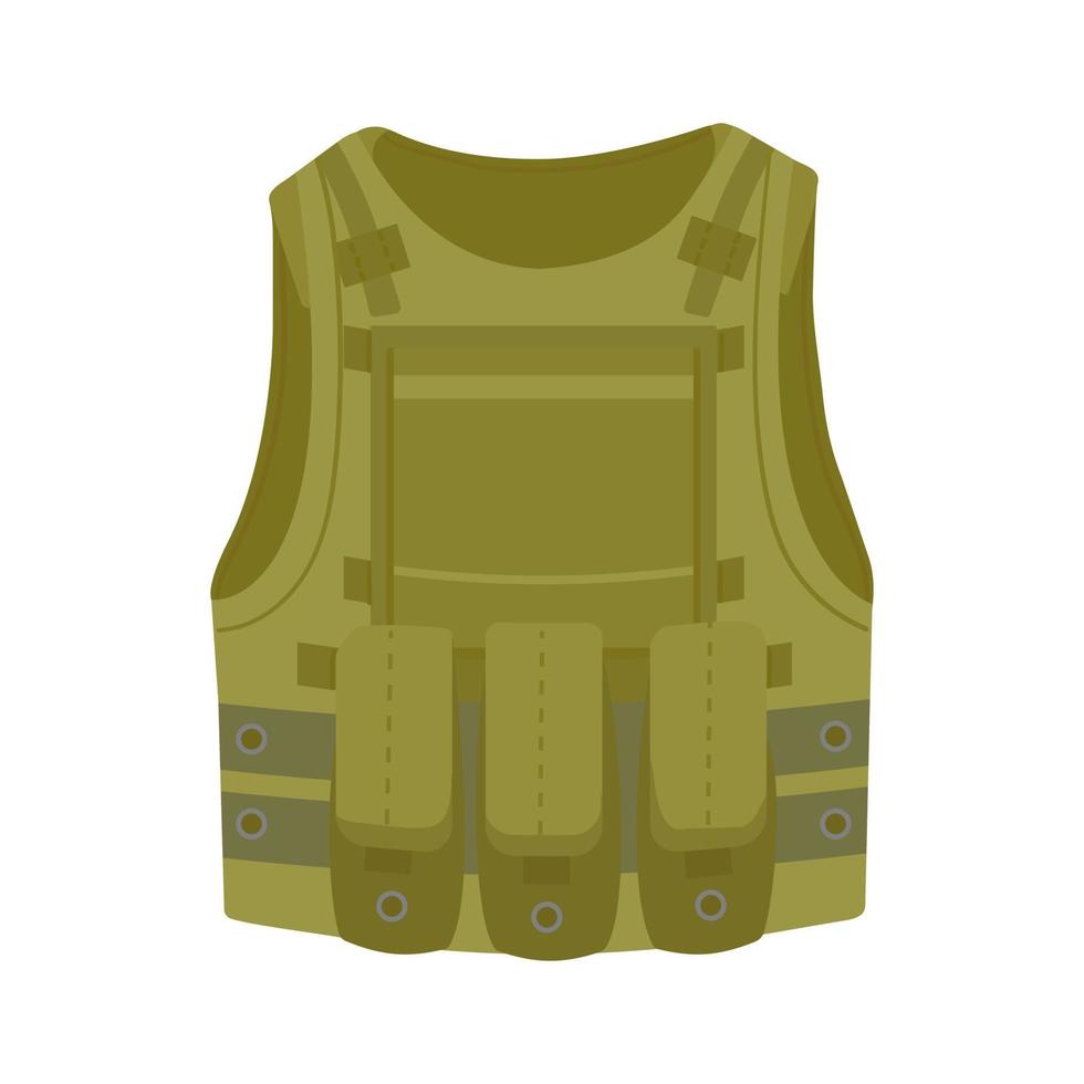 chaleco antibalas militar, policia protector color caqui. cubiertas de chalecos antibalas para protección. icono de vector aislado.