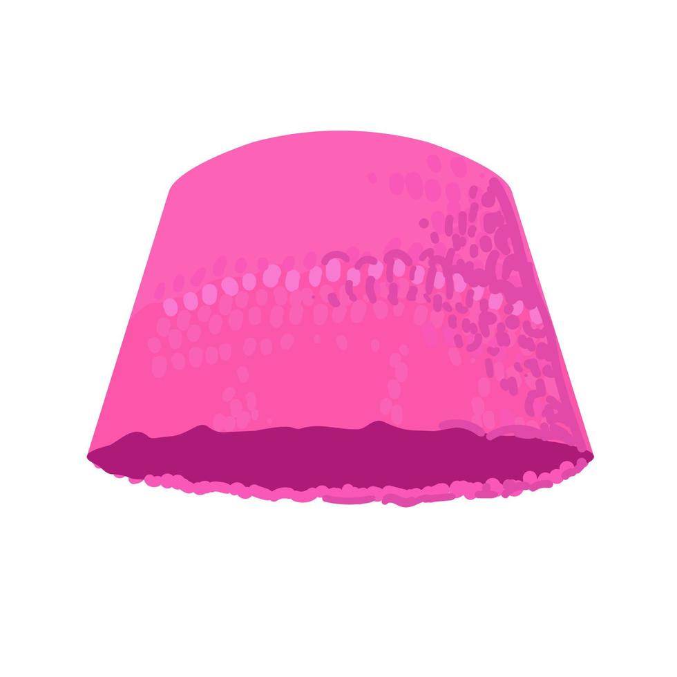 Pink panama, headwear of Kalush. Symbol of Ukraine, Ukrainian fashion. Sun hat isolated icon. Vector illustration wool hat on white background.