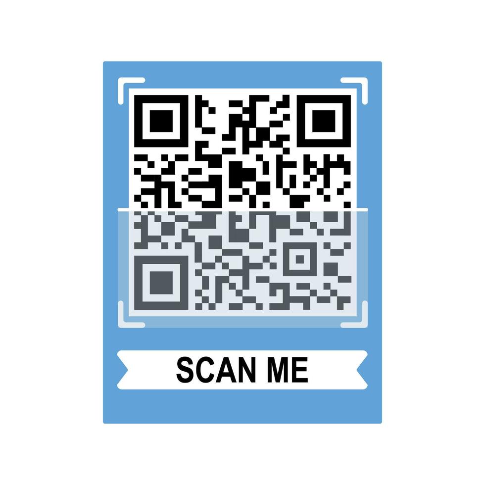 Scan me phone tag. Qrcode for mobile app. QR code for smartphone. Isolated illustration on white background. Vector illustration.