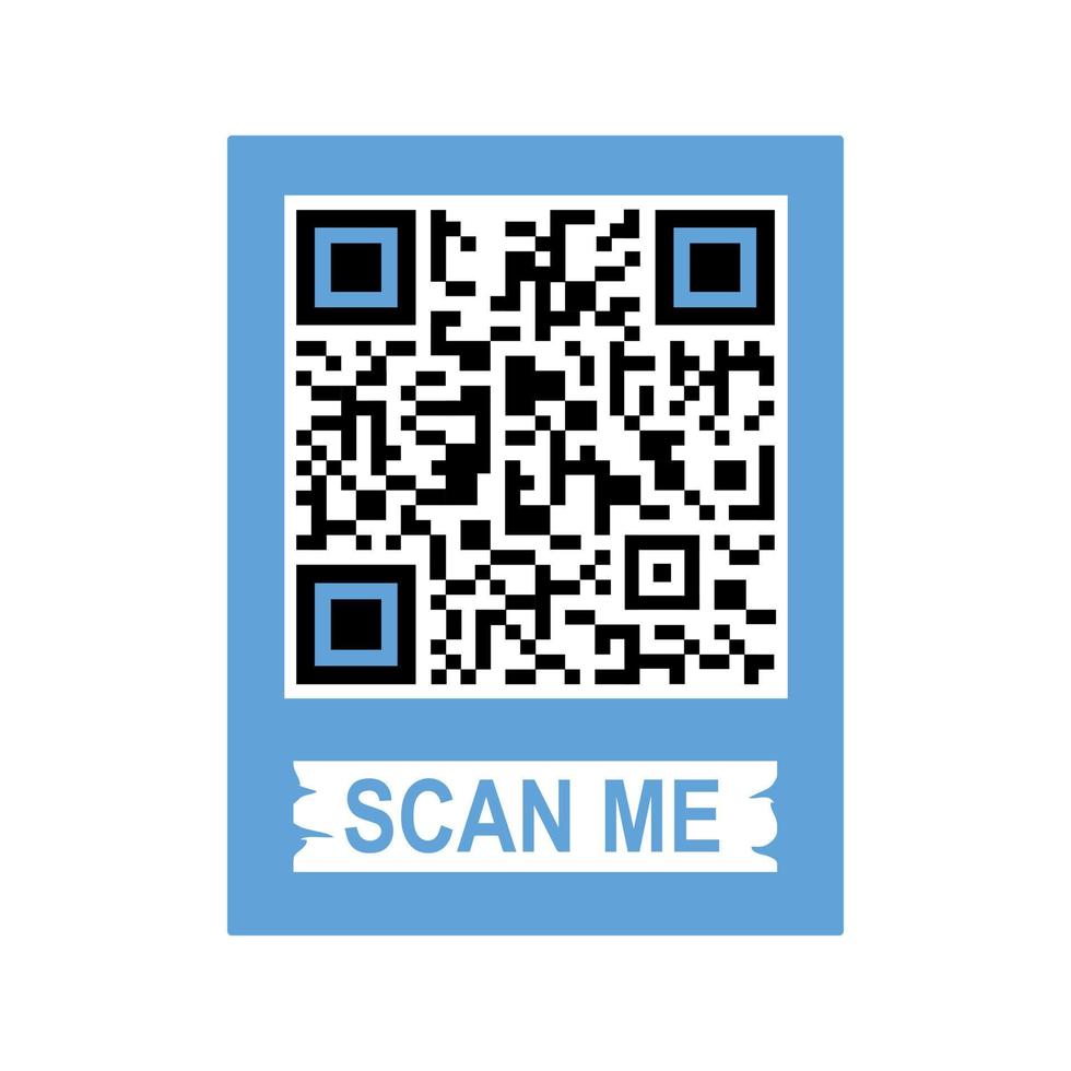 Scan me phone tag. Qrcode for mobile app. QR code for smartphone. Isolated illustration on white background. Vector illustration.