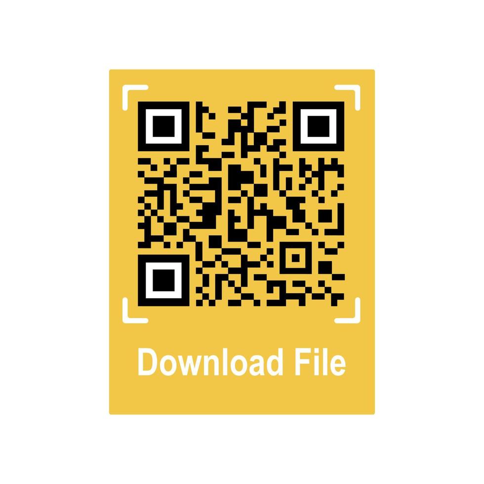 Qrcode for download file. Mobile QR code the link on product, data, payment. Download sign. Isolated illustration on a white background. Vector illustration.