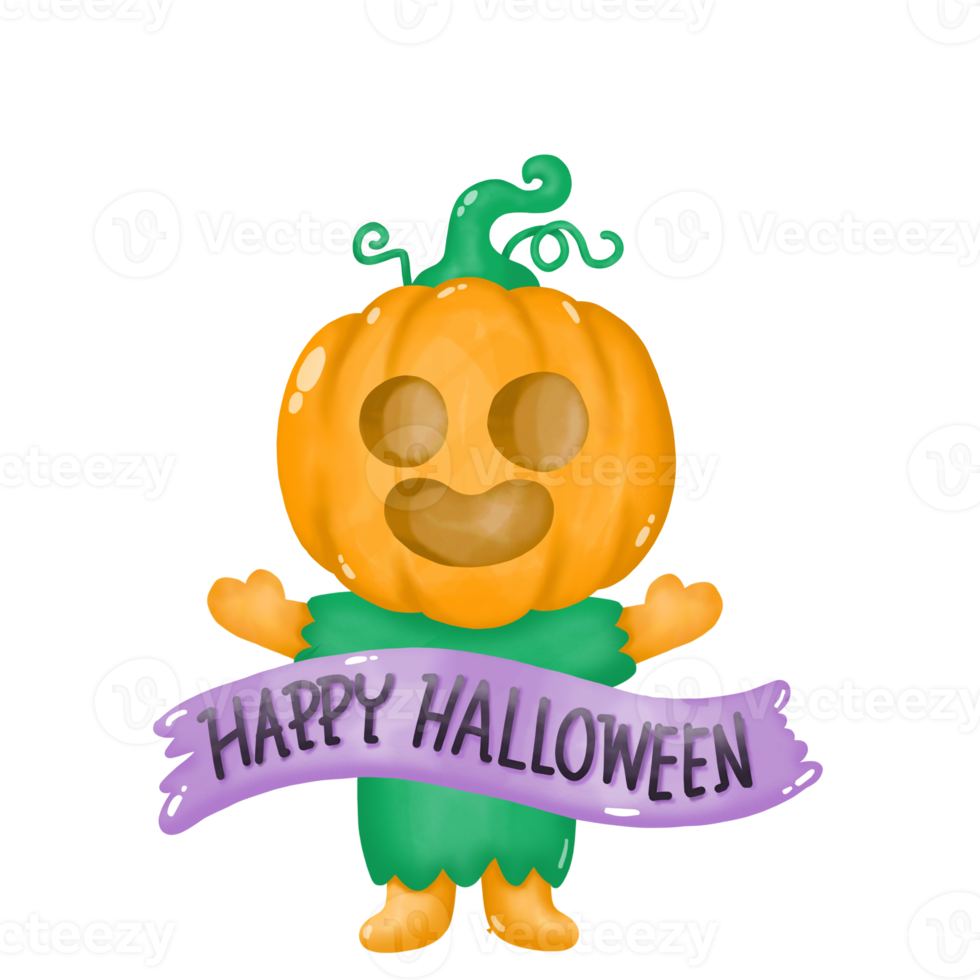 zucca Halloween acquerello clipart, png