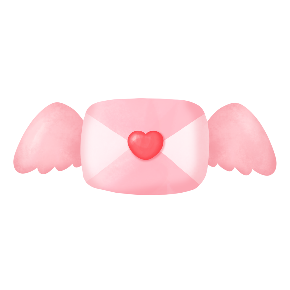 aquarell herz brief flügel happy valentinstag clipart png