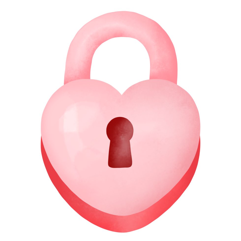 Watercolor Lock Happy Valentine's Day Clipart png