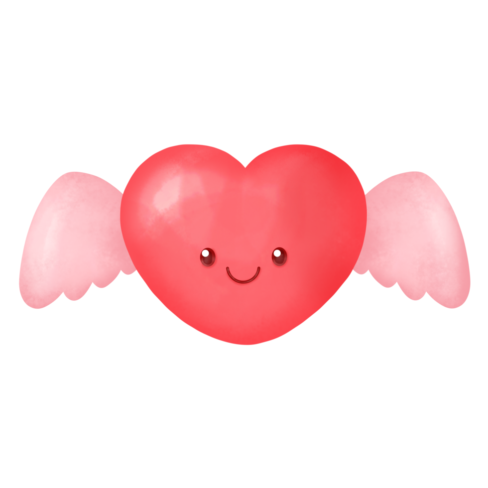 Watercolor Heart wing Happy Valentine's Day Clipart png