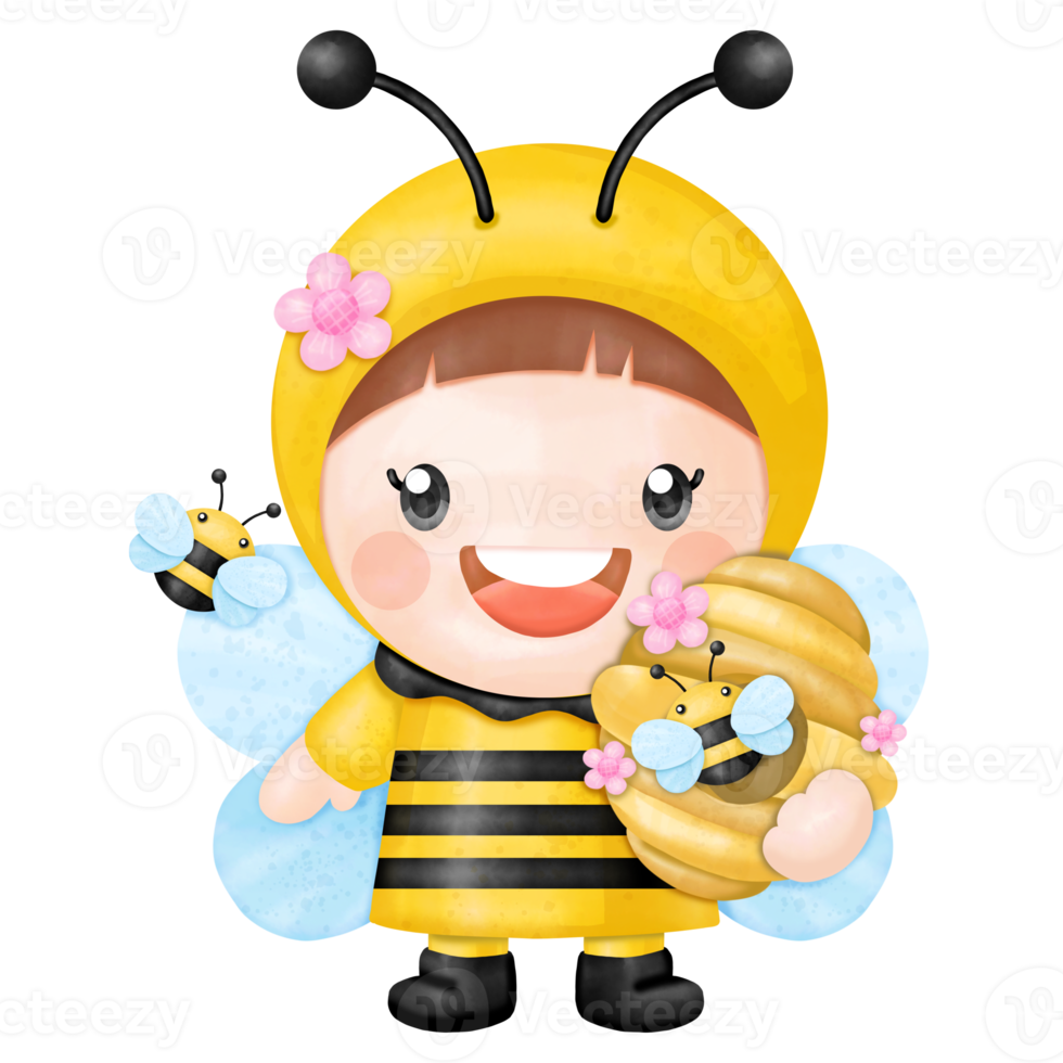 bebé miel abeja acuarela clipart png