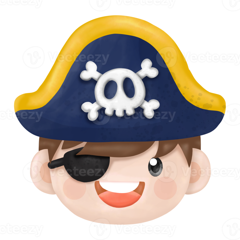 Kids pirate captain and sailor characters, watercolor Clipart png