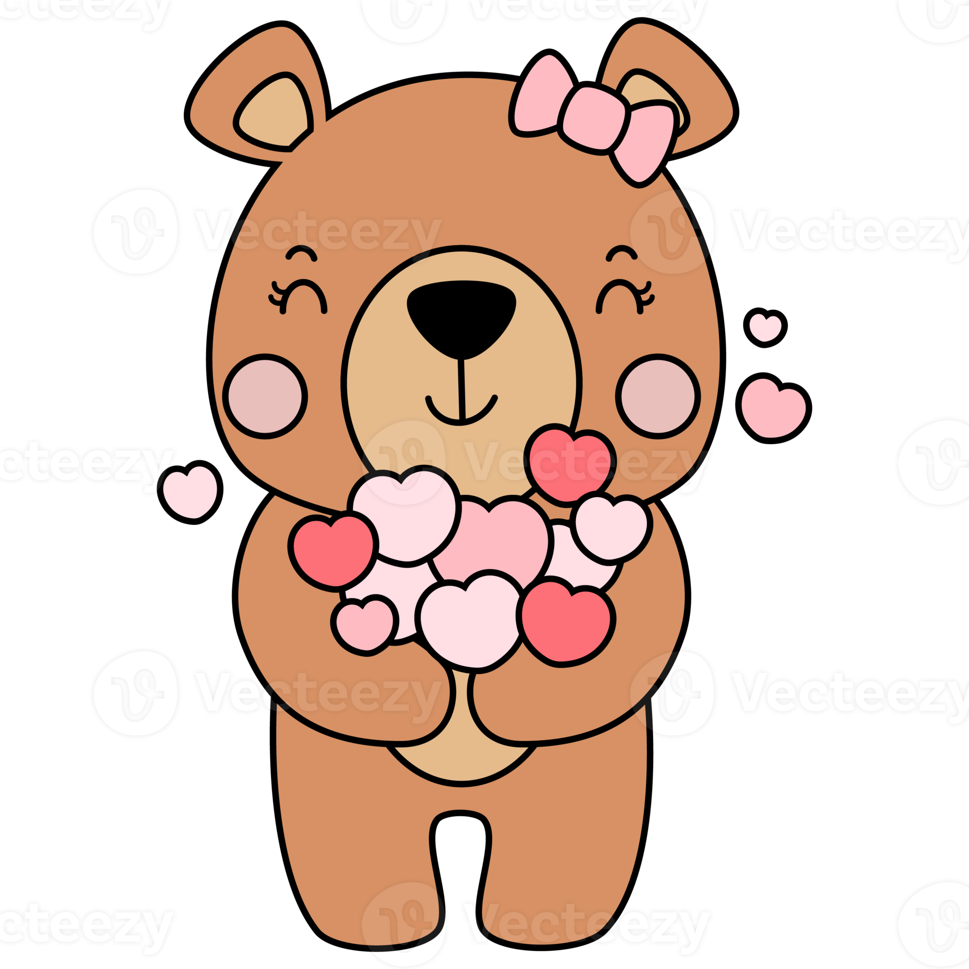 Cute Teddy Bear Love Set Valentines Day With Elements Filled Vector 11026704 Png
