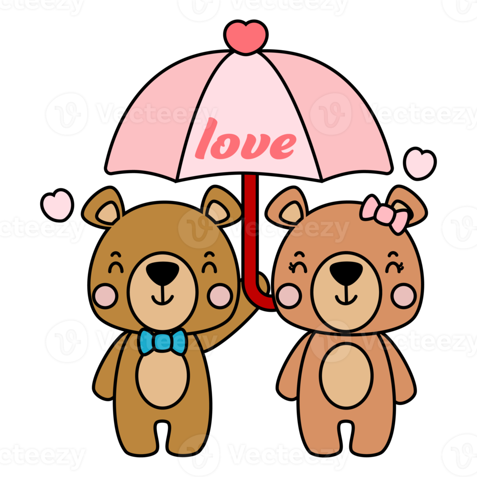 cute teddy bear love set valentines day with elements, Filled vector png