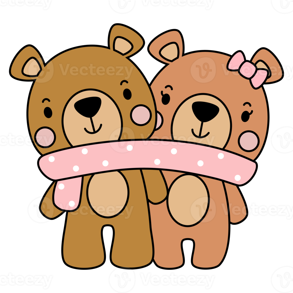 cute teddy bear love set valentines day with elements, Filled vector png