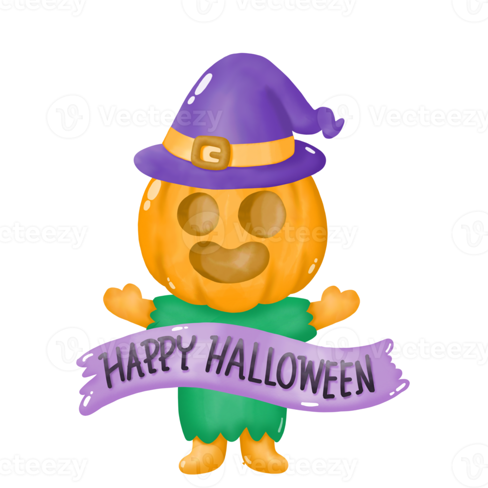 zucca Halloween acquerello clipart, png