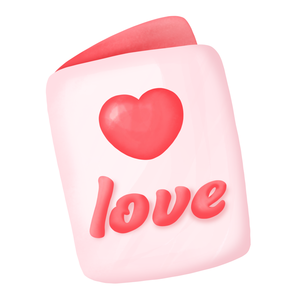 acuarela carta corazón feliz día san valentín clipart png