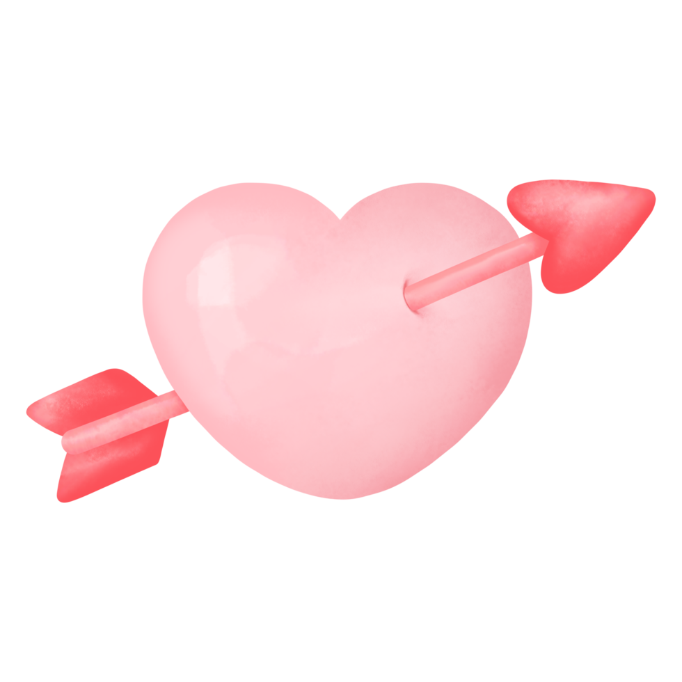 aquarelle coeur flèche joyeuse saint valentin clipart png