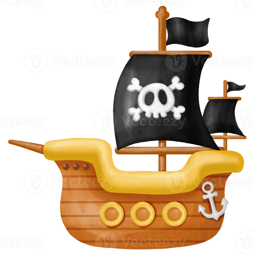 ship pirate, watercolor Clipart png