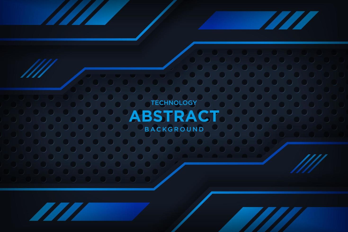 Abstract 3D black techno background overlap layers on dark space with blue light effect decoration. vector