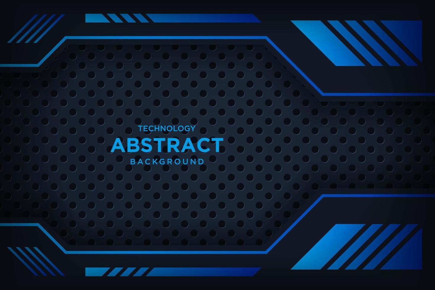 Abstract 3D black techno background overlap layers on dark space with blue light effect decoration. vector